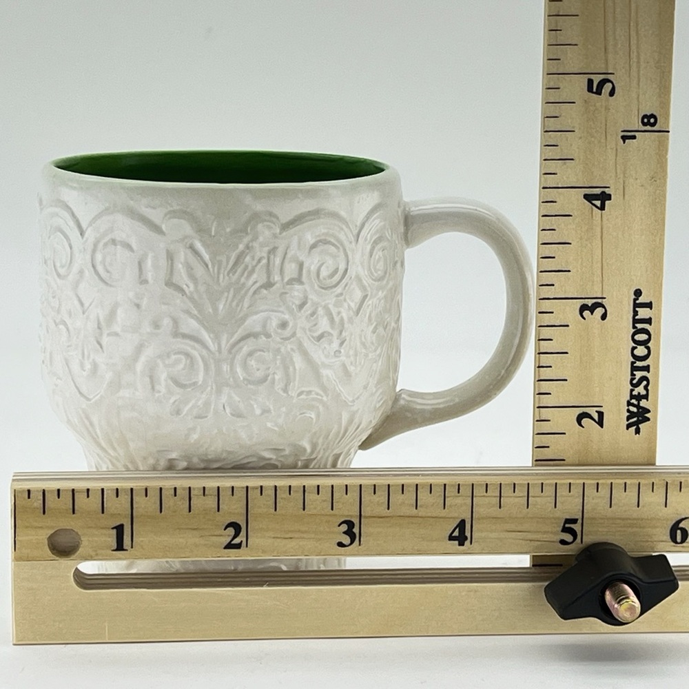 Vintage Holt Howard 1965 Mugs Set of 3 White Green Coffee Tea Filagree Ornate - Picture 11 of 11